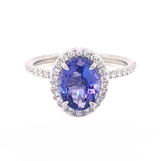 Tanzanite & Diamond Halo Ring