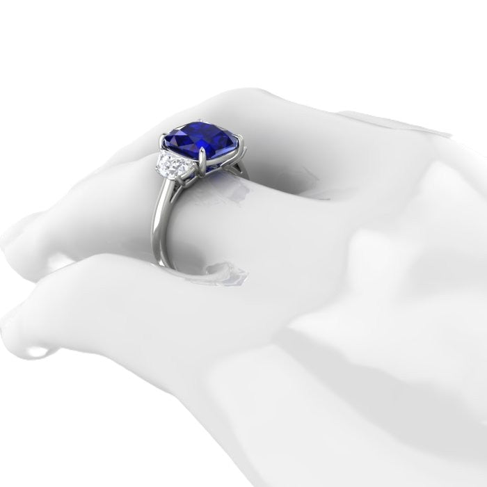 Blue Sapphire and Diamond Ring