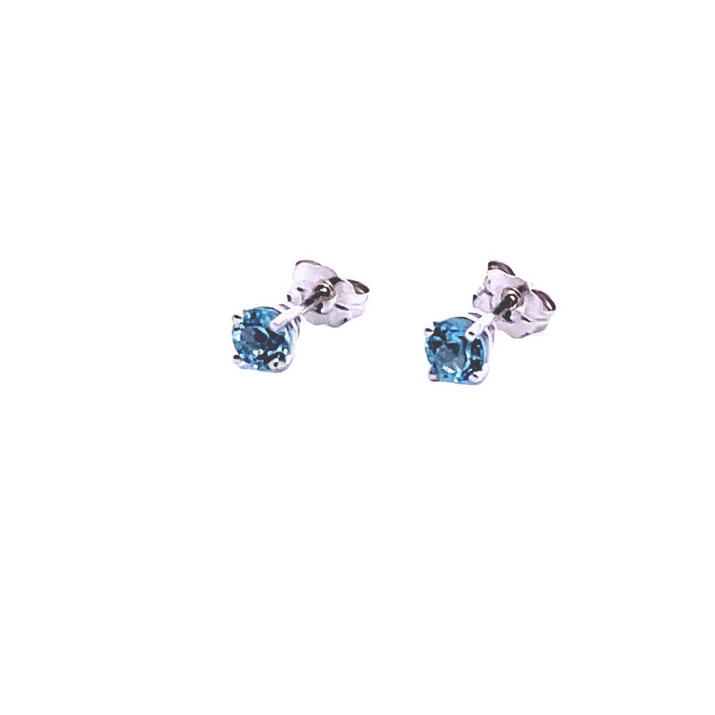 White Gold Aquamarine Stud Earrings