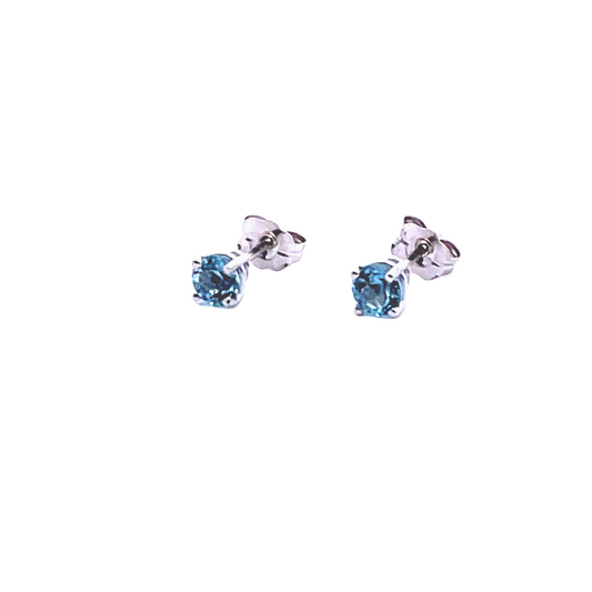 White Gold Aquamarine Stud Earrings