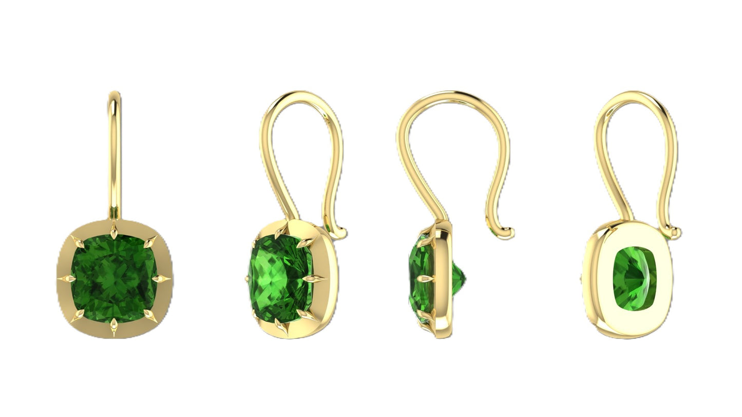 Cushion Cut Green Tourmaline Earrings