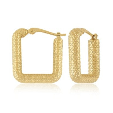 Yellow Gold Square Hoop Earrings