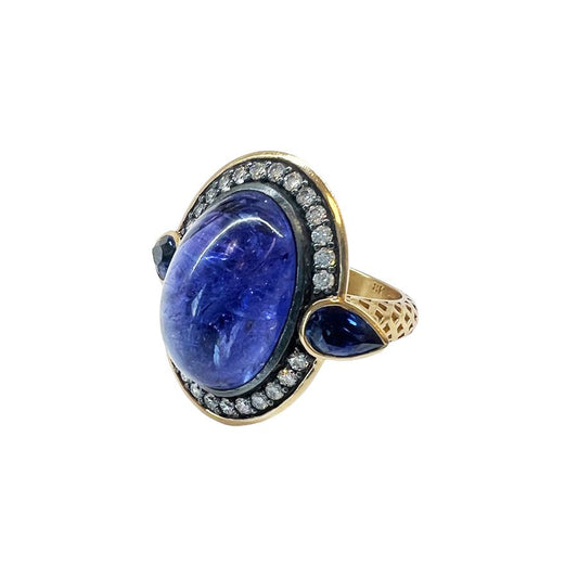 Ray Griffiths Oval Tanzanite and Diamond Ring