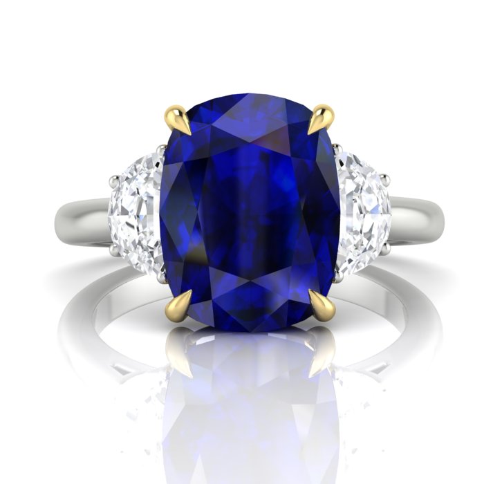 Blue Sapphire and Diamond Ring