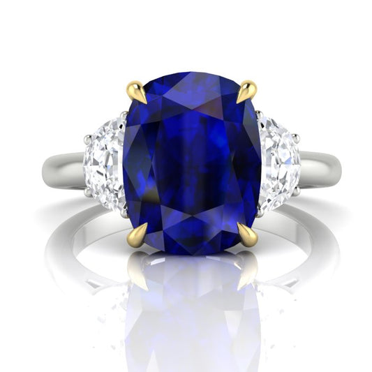 Blue Sapphire and Diamond Ring