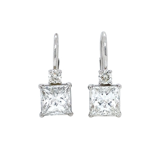 Princess Cut Diamond Drop Earrings