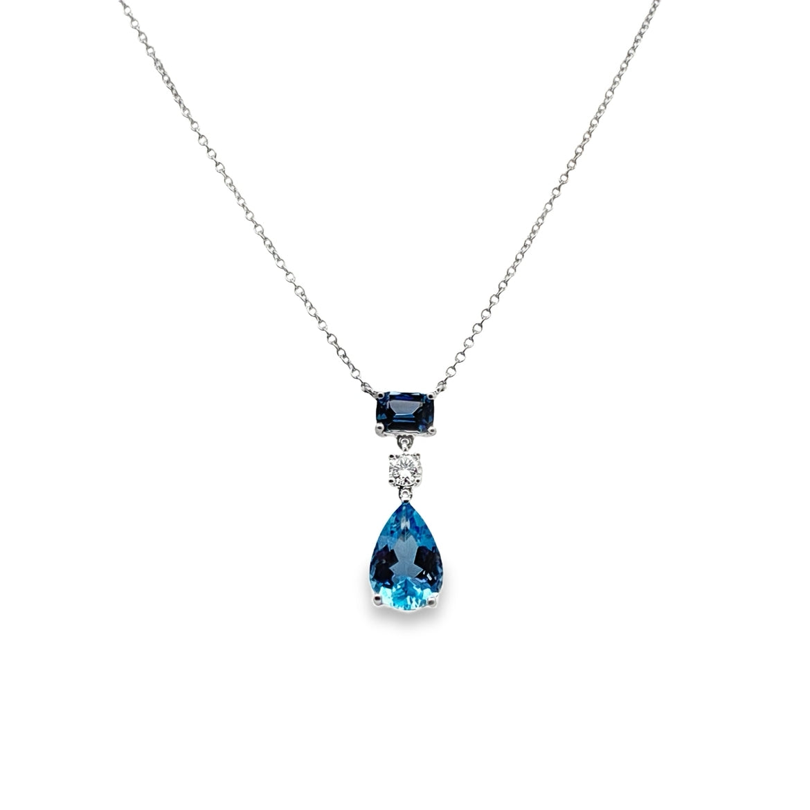 Suna Aqua, Spinel & Diamond Drop Pendant