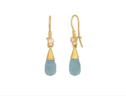 Gurhan Crown Aquamarine and Diamond Drop Earrings