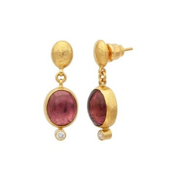 Gurhan Rune Pink Tourmaline & Diamond Drop Earrings