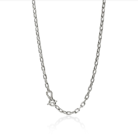 John Hardy Sterling Silver Surf Diamond Necklace