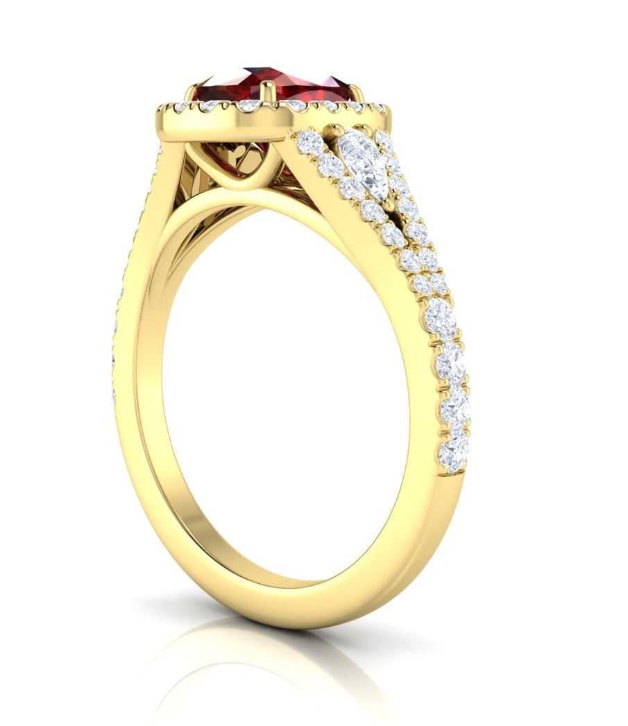 Ruby & Diamond Halo Ring