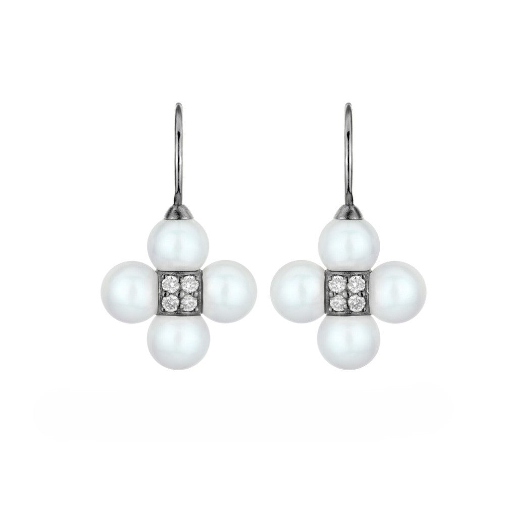 Paul Morelli Orbit Pearl and Diamond Drop Earrings