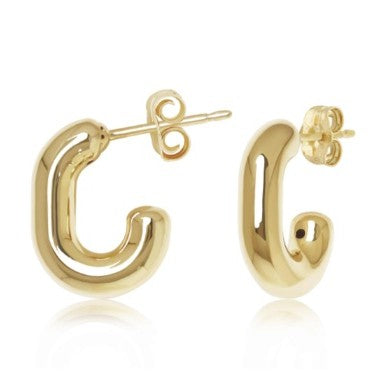 Yellow Gold "J" Hoop Earrings