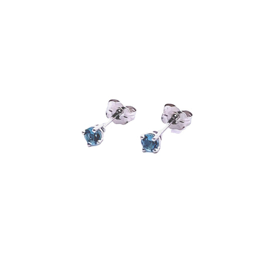 White Gold Aquamarine Stud Earrings