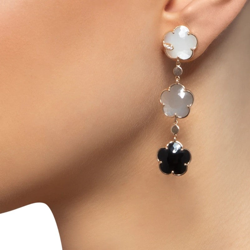 Moonstone & Diamond Drop Earrings