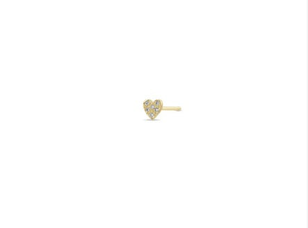 Zoë Chicco Single Diamond Heart Stud Earring
