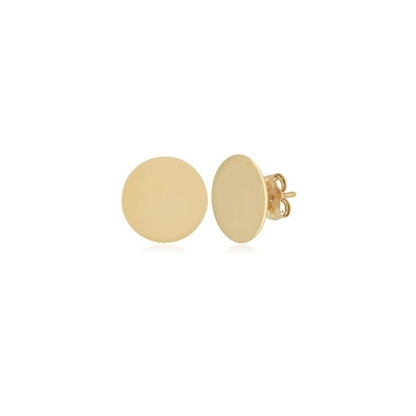 Yellow Gold Flat Disc Stud Earrings