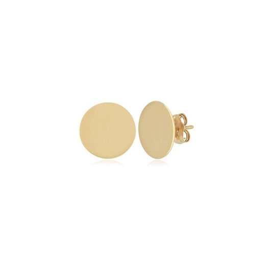 Yellow Gold Flat Disc Stud Earrings