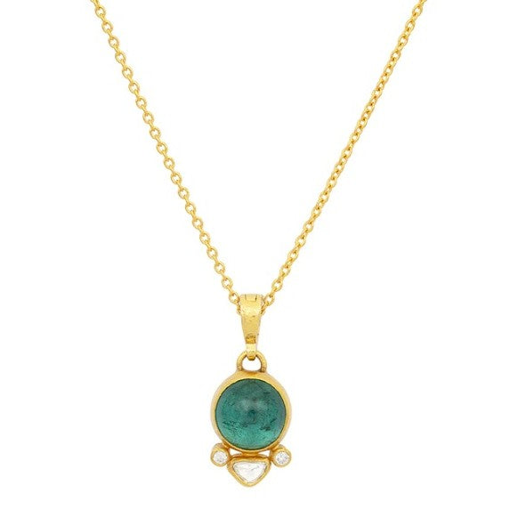 Gurhan Ruse Gold Green Tourmaline and Diamond Pendant