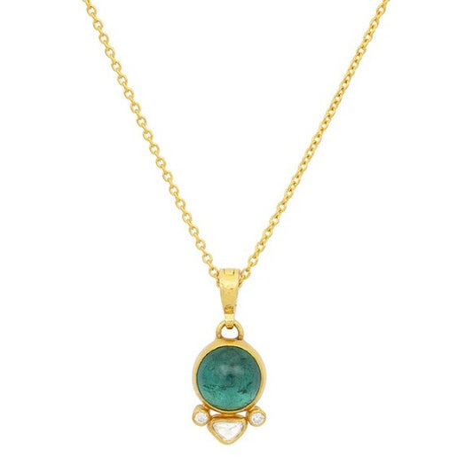 Gurhan Ruse Gold Green Tourmaline and Diamond Pendant