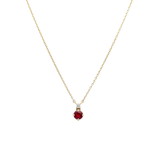Yellow Gold Ruby and Diamond Pendant
