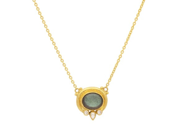 Gurhan Muse Cabochon Labradorite & Diamond Pendant