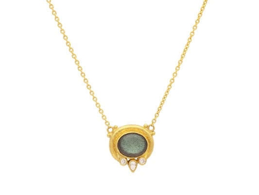 Gurhan Muse Cabochon Labradorite & Diamond Pendant