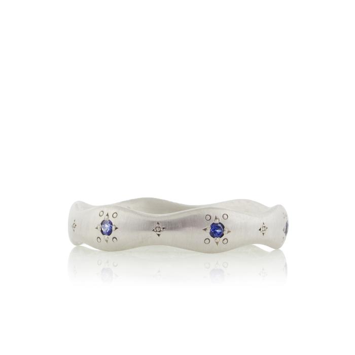 Adel Chefridi Blue Sapphire Etched Wavy Band