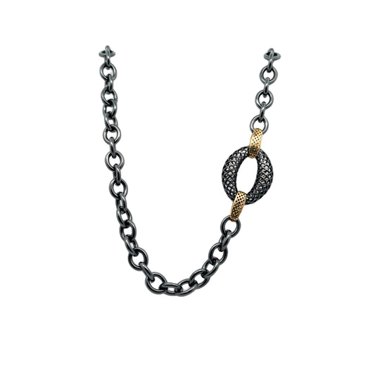 Ray Griffiths Oxidized Silver Link Necklace