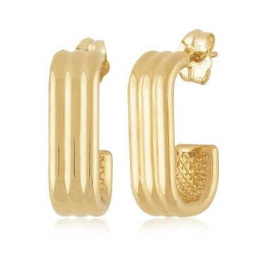 Yellow Gold Rectangle Hoop Earrings