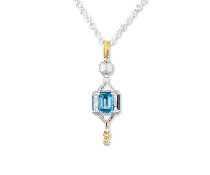 Lika Behar Twirly Topaz and Diamond Pendant
