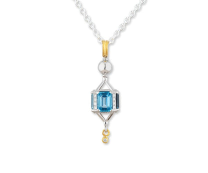 Lika Behar Twirly Topaz and Diamond Pendant