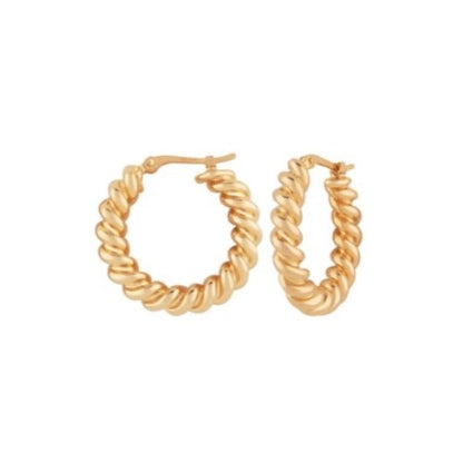 Yellow Gold Twist Hoop Earrings
