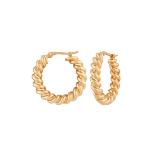Yellow Gold Twist Hoop Earrings