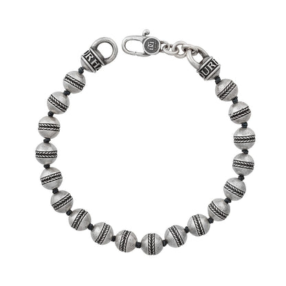 Gurhan Men's Sterling Silver Beaded Chevron Ball Bracelet