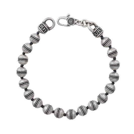 Gurhan Men's Sterling Silver Beaded Chevron Ball Bracelet