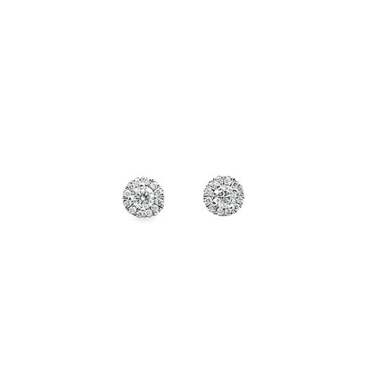 Round Diamond Halo Stud Earrings