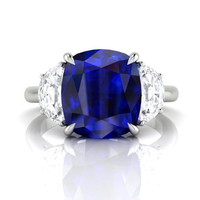 Blue Sapphire and Diamond Ring
