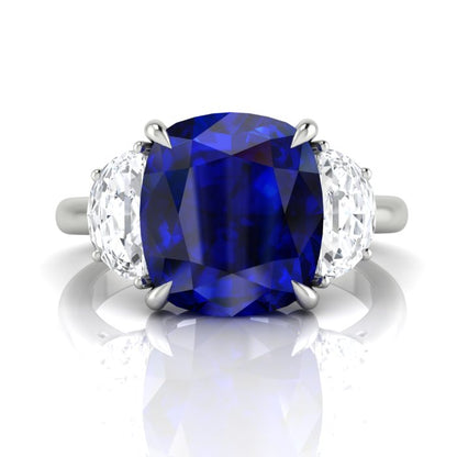 Blue Sapphire and Diamond Ring