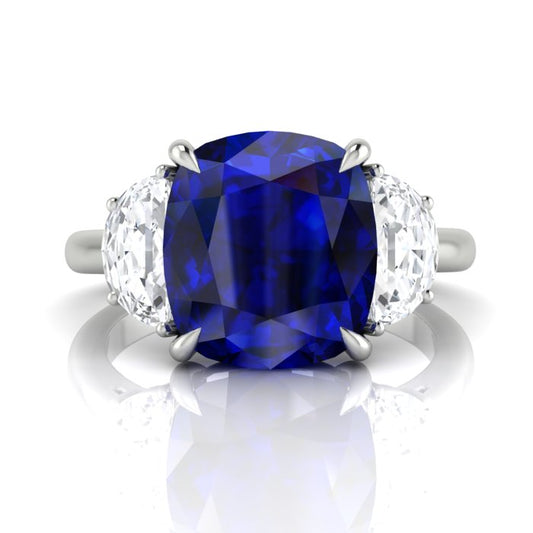 Blue Sapphire and Diamond Ring