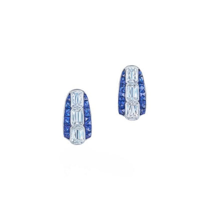 Kwiat Ashoka Diamond & Blue Sapphire Huggie Earrings