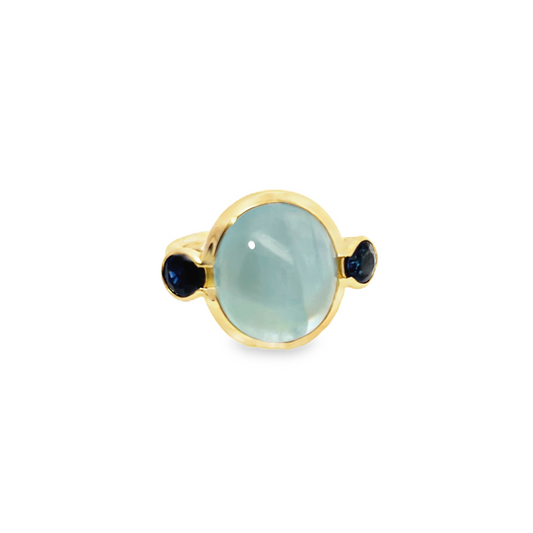 Ray Griffiths Cabochon Round Aqua & Blue Sapphire Ring