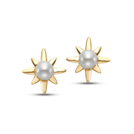 Yellow Gold Freshwater Pearl Stud Earrings