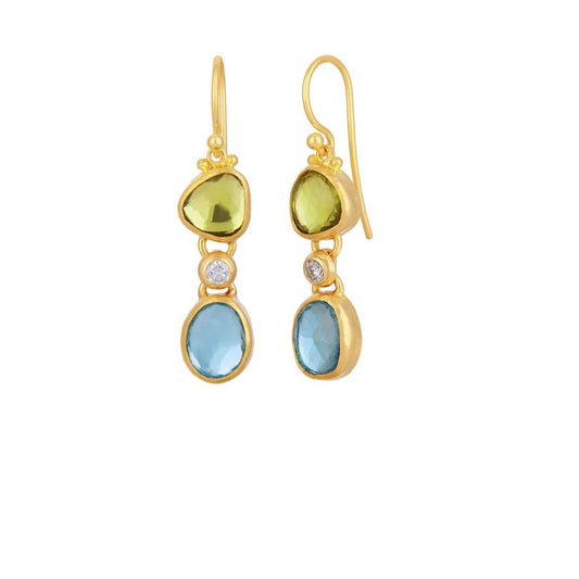 Gurhan Elements Gold Peridot and Apatite Drop Earrings