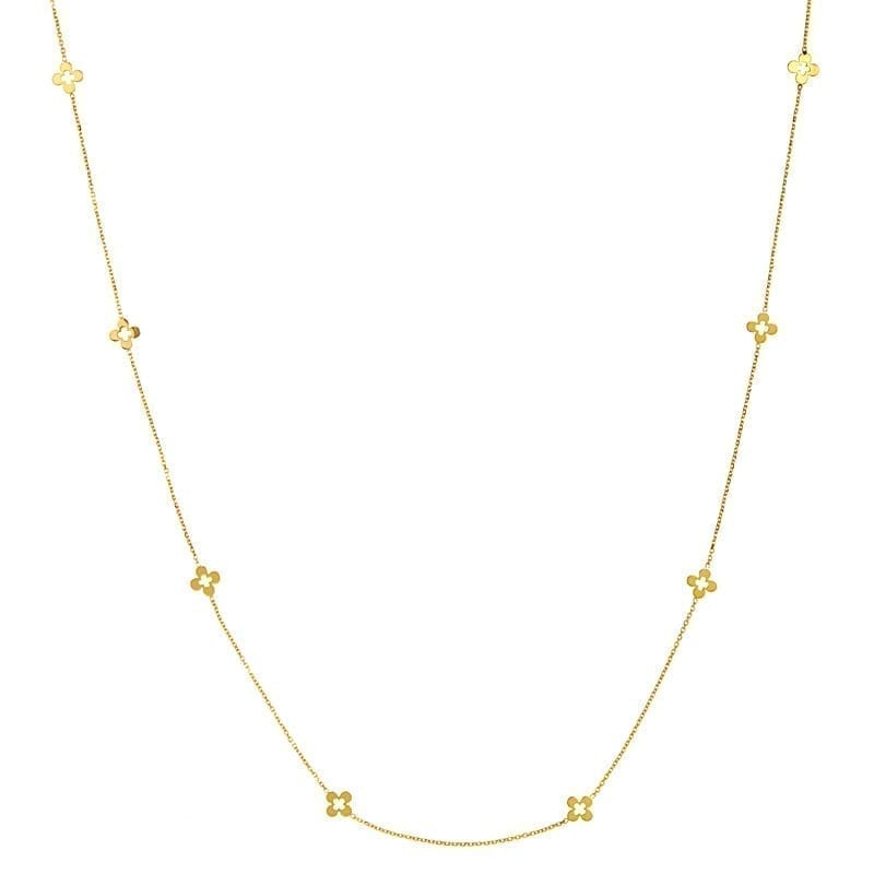 Yellow Gold Clover Necklace