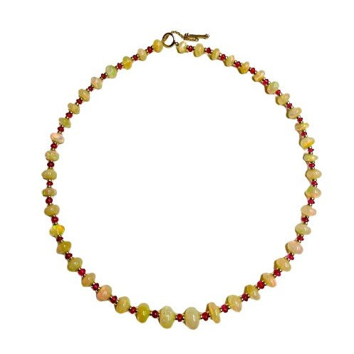 Syna Opal and Pink Spinel Bead Necklace