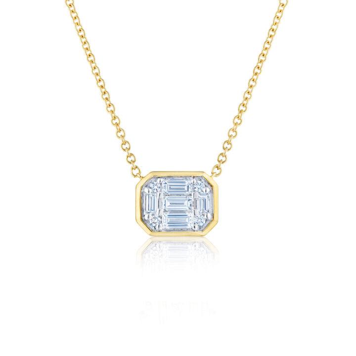 Kwiat Sunburst Round Brilliant & Baguette Diamond Pendant