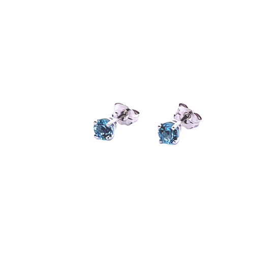 White Gold Aquamarine Stud Earrings