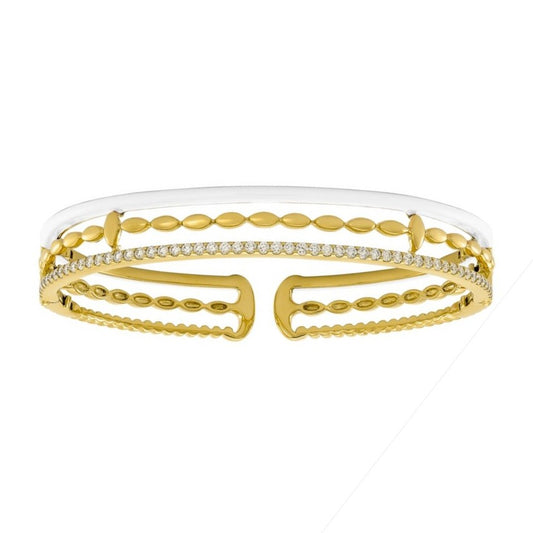 Etho Maria Diamond and White Enamel Cuff Bracelet