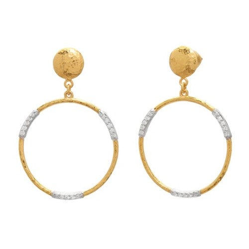 Gurhan Geo Pavé Diamond Round Drop Earrings